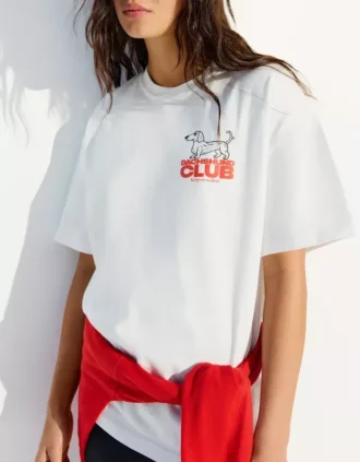 Oversize T-shirt met korte mouwen en print – Dames