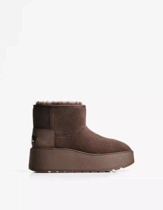 Platform enkellaarsjes met bontvoering – Schoenen
