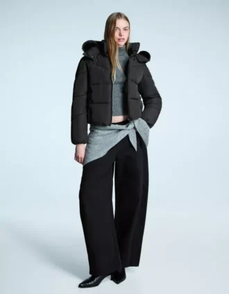 Puffer waterafstotend jack met bontkap – Jassen en trenchcoats