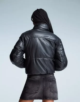 Pufferjack met leereffect – Jassen en trenchcoats