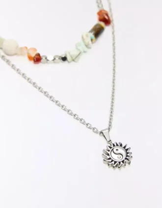 Roestvrijstalen en stenen ketting – Accessoires