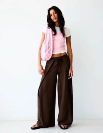 Rustieke Wide Leg Broek met plooien