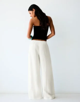 Rustieke Wide Leg Broek met plooien