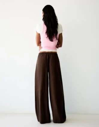 Rustieke Wide Leg Broek met plooien