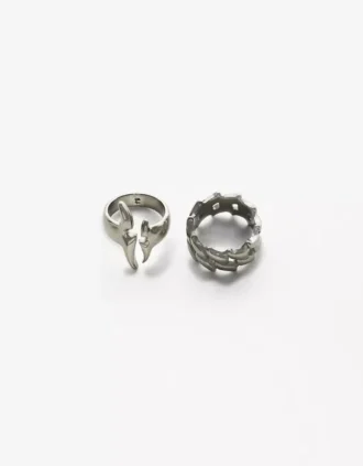 Set van 2 stalen ringen – Accessoires – Heren