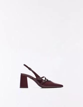 Slingback-schoenen met blokhak en gespen – Schoenen met hakken