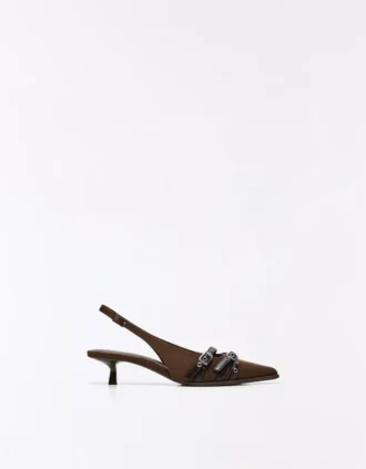 Slingback-schoenen met kittenhak en gespen – Schoenen met hakken