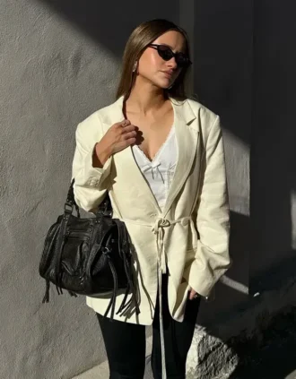 Soepelvallende blazer met trekkoord – Jassen en trenchcoats