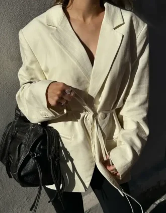 Soepelvallende blazer met trekkoord – Jassen en trenchcoats