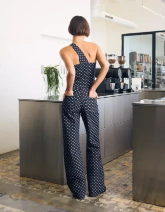 Straight jeans met hoge taille en stippen