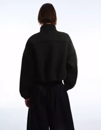 Sweatshirt met ritssluiting en ballonmouwen in neopreen-look