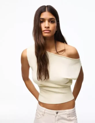 T-shirt met boothals – Tops