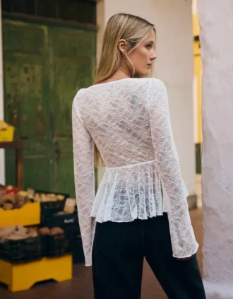 T-shirt met kanten ruches – #Bershkastyle – Dames