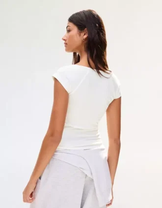 T-shirt met korte mouwen en plooien