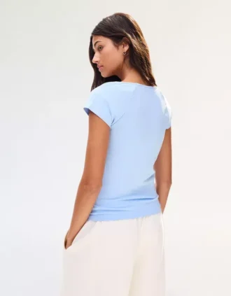 T-shirt met korte mouwen en plooien – Dames